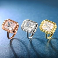 factory price fine jewelry ring 100 925 sterling silver ring rectangle shape bezel setting zircon rings for women rings