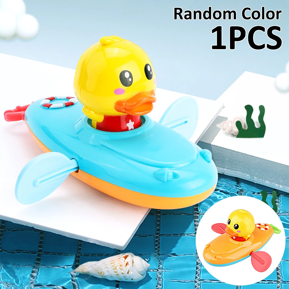 

Children Bath Cartoon Duck Water Playing Toys Chain Rowing Boat Swim Floating Infant Baby Early Education Bathroom Beach Gifts