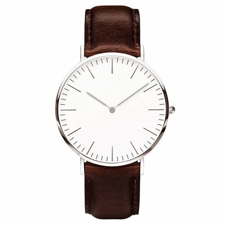 Простые кварцевые часы без логотипа ультратонкие военные армейские кожаные -