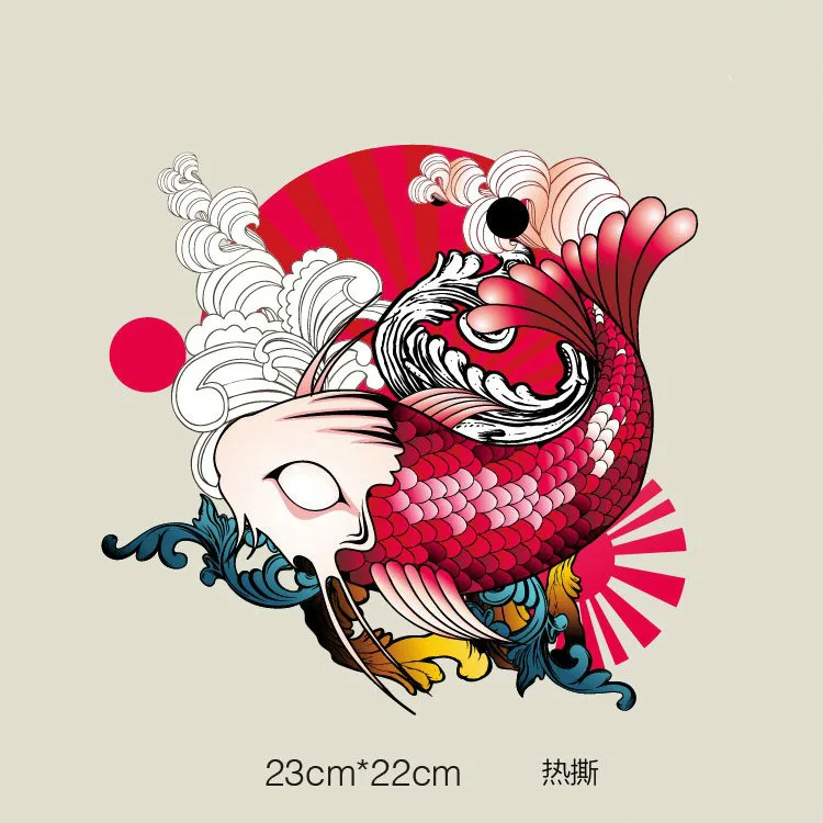 Новые Мультяшные японские наклейки на карпа с утюгом аппликации животными