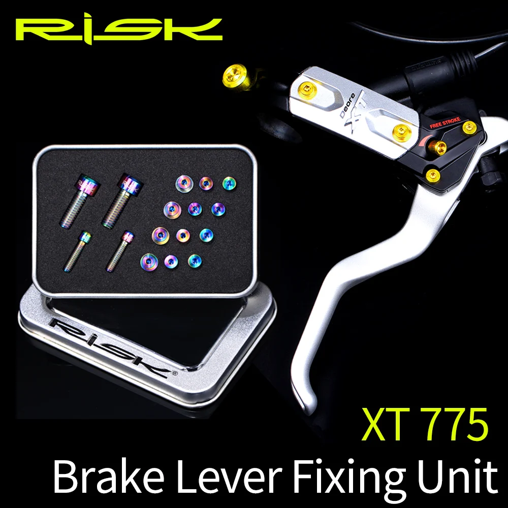 

RISK 1set XT775 Mountain Bike Brake Handle Screw MTB Bicycle Titanium Hydraulic Disc Brake Handle Oil Cylinder Lid Bolt Suite