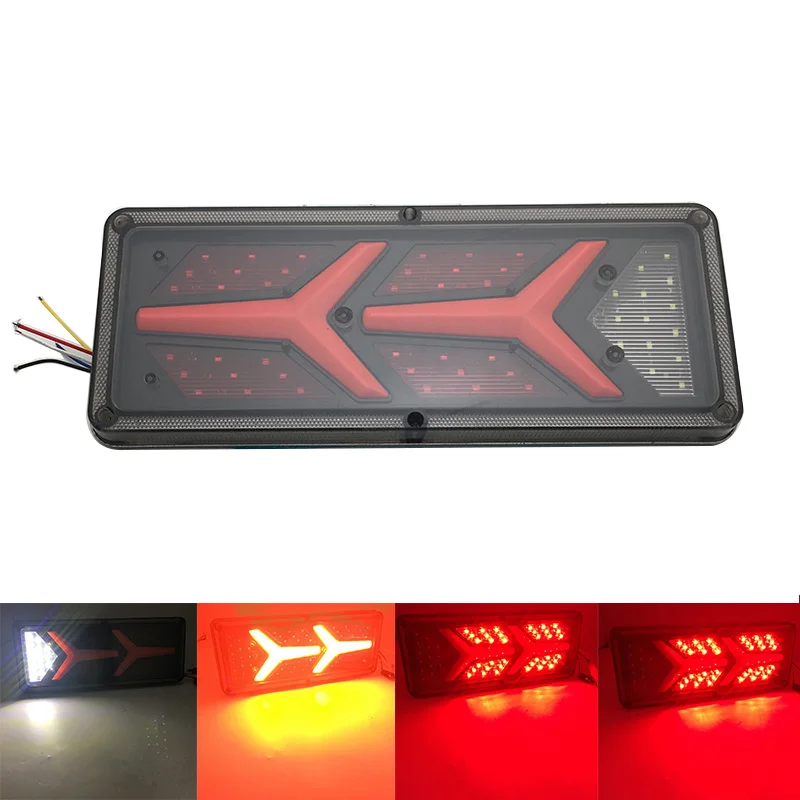 1Pair Universal Waterproof Led Rear Stop Tail Ligths 24V Heavry Truck Trailer With Yellow Water Flowing Turn Signal Lamp | Автомобили и