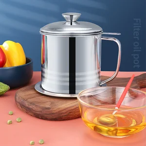 1 31 8l oil filter pot with cover oil bottle can kitchen gadgets stainless steel oil storage tank removable tray household tool free global shipping