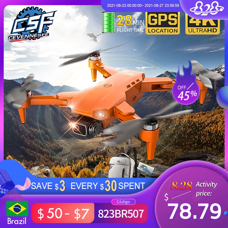 Квадрокоптер L900 PRO складной с двойной HD камерой 5G WIF FPV Радиоуправляемый 1200