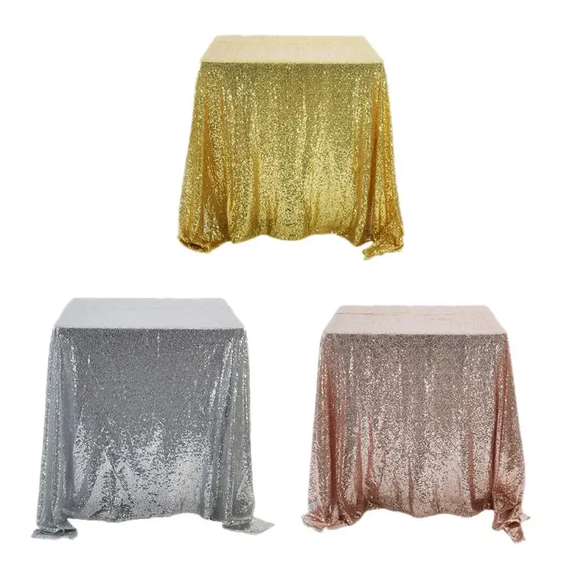 

New Pure Color Sequins Tablecloth Hotel Restaurant Wedding Reusable Table Cloths Decoration Home Textile Desk Cover 120x150cm