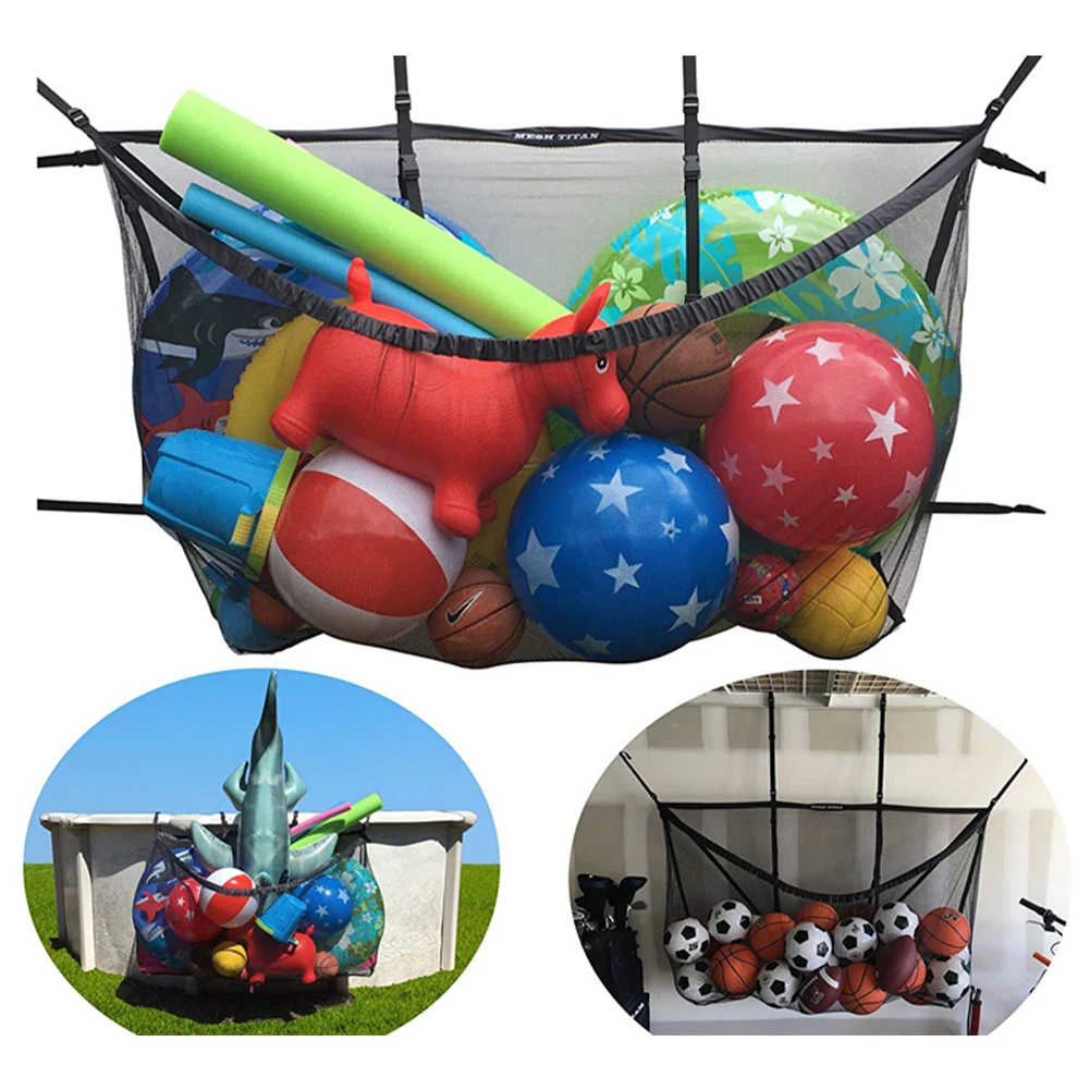 

Wall Hanging Swimming Pool Storage Bag Net Bag Large Capacity Adjustable Football Basketball Inflatable Toys Storage Bag child