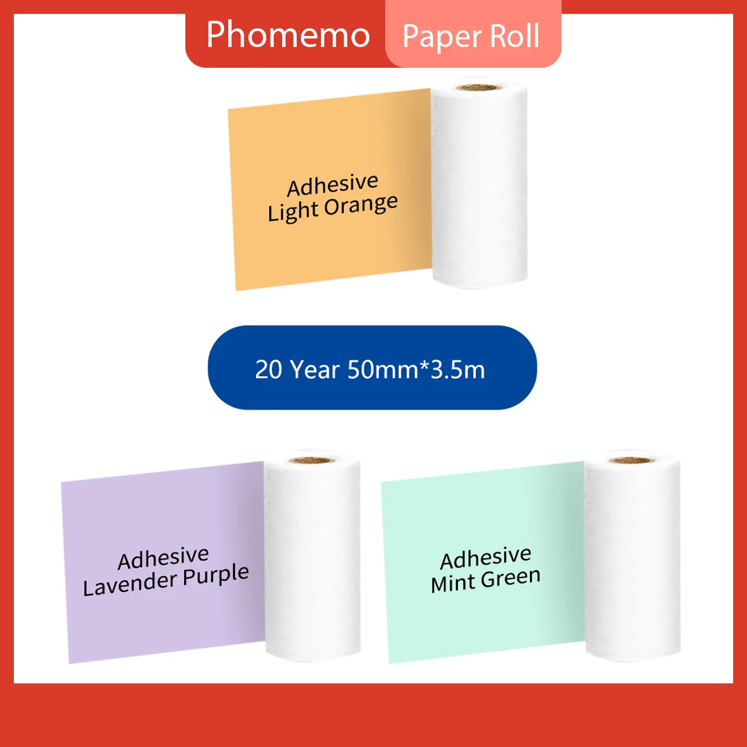 

Phomemo Photo Paper Thermal Colorful Sticky Notes for M02 M02S M02Pro Adhesive Sticker Rolls Width 50/53mm Printing Papers