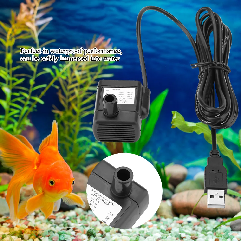 USB DC 5V Small Brushless Pump Aquarium Fish Tank Fountain Water Circulation Electric Miniature Submersible | Дом и сад