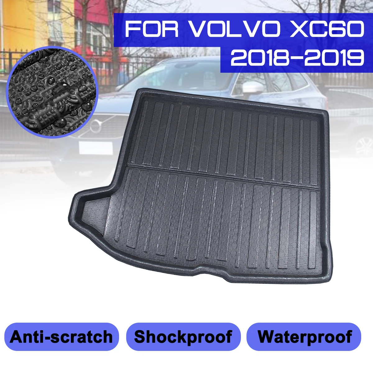 

Для Volvo XC60 2018-2019 Автомобильный задний багажник коврик для багажника водонепроницаемые коврики Ковер Анти грязевой поднос грузовой вкладыш