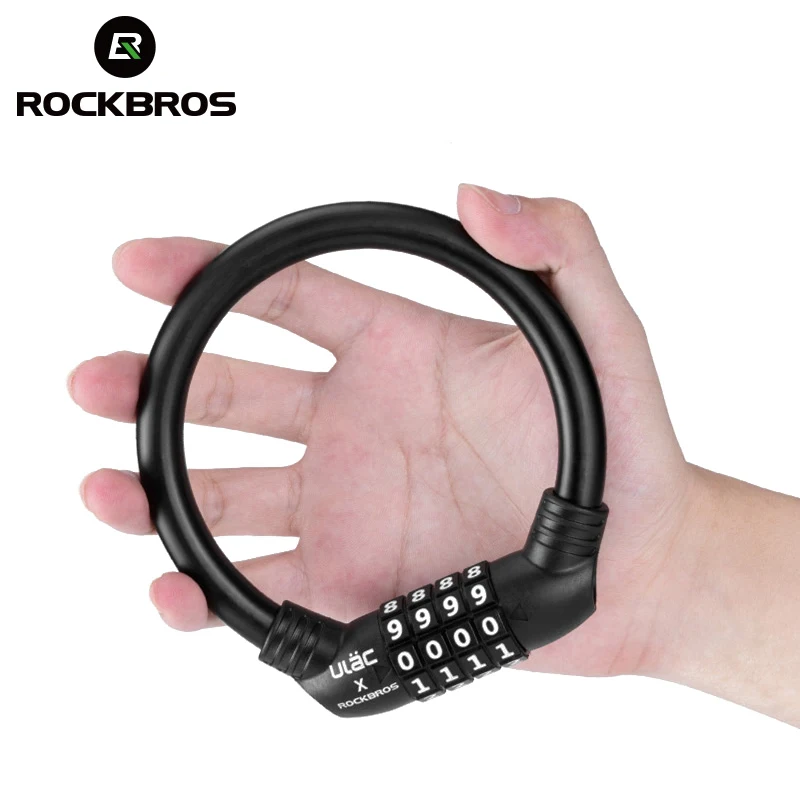 

ROCKBROS Bike Bicycle Lock PVC Soft Steel Cable Zinc Alloy Cylinder Password Lock Mini Motorcycle Helmet Lock Bike Accessories