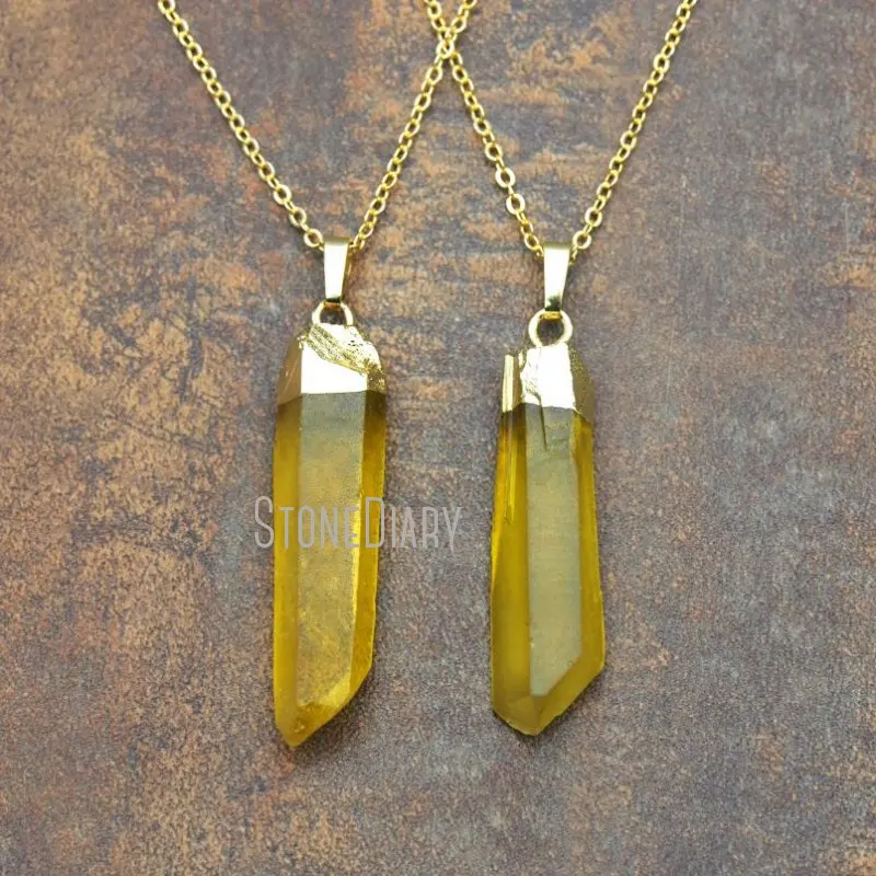 Ожерелье из кварца NM11574 с желтым прозрачным кристаллом свадебные ювелирные