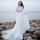 Женское свадебное платье It's yiiya, белое кружевное платье из двух частей, расширяющееся книзу, с длинными рукавами на лето