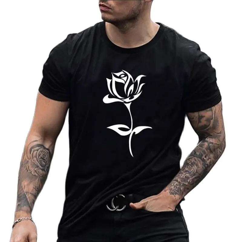

2021 new men's short-sleeved trend street casual personality printing loose large size T-shirt top