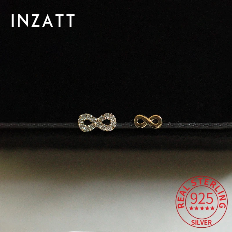 

INZATT Real 925 Sterling Silver Zircon Number 8 14K Gold Stud Earrings For Women Punk Fine Jewelry Accessories Drop Shipping