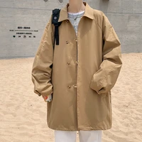 thin trench coat mens fashion blackkhaki casual long coat men streetwear loose oversize windbreaker jacket mens overcoat m 5xl