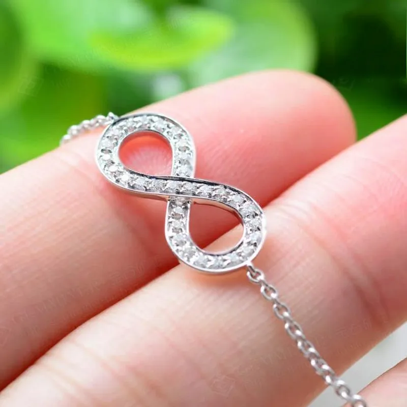 Женский браслет из серебра 925 пробы Infinity Diamond вечерние свадебные браслеты с
