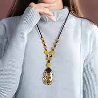 water drop coloured glaze sweater chain long necklace ethnic hanging ornaments vintage jewelry chinese agate chains