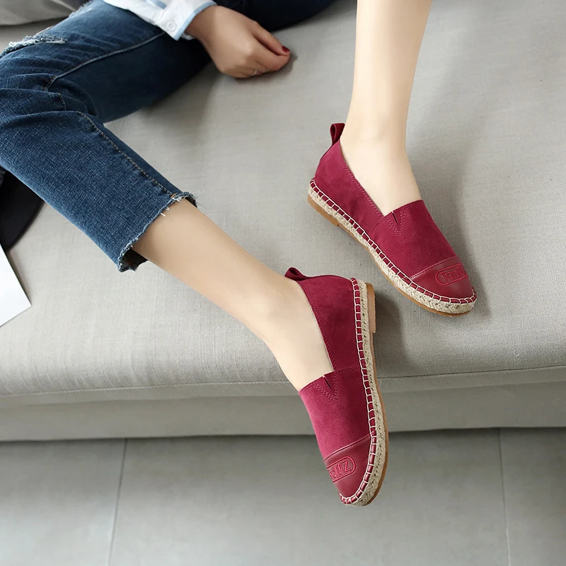 Туфли LAASIMI женские из флока базовые эспадрильи плоская подошва повседневная