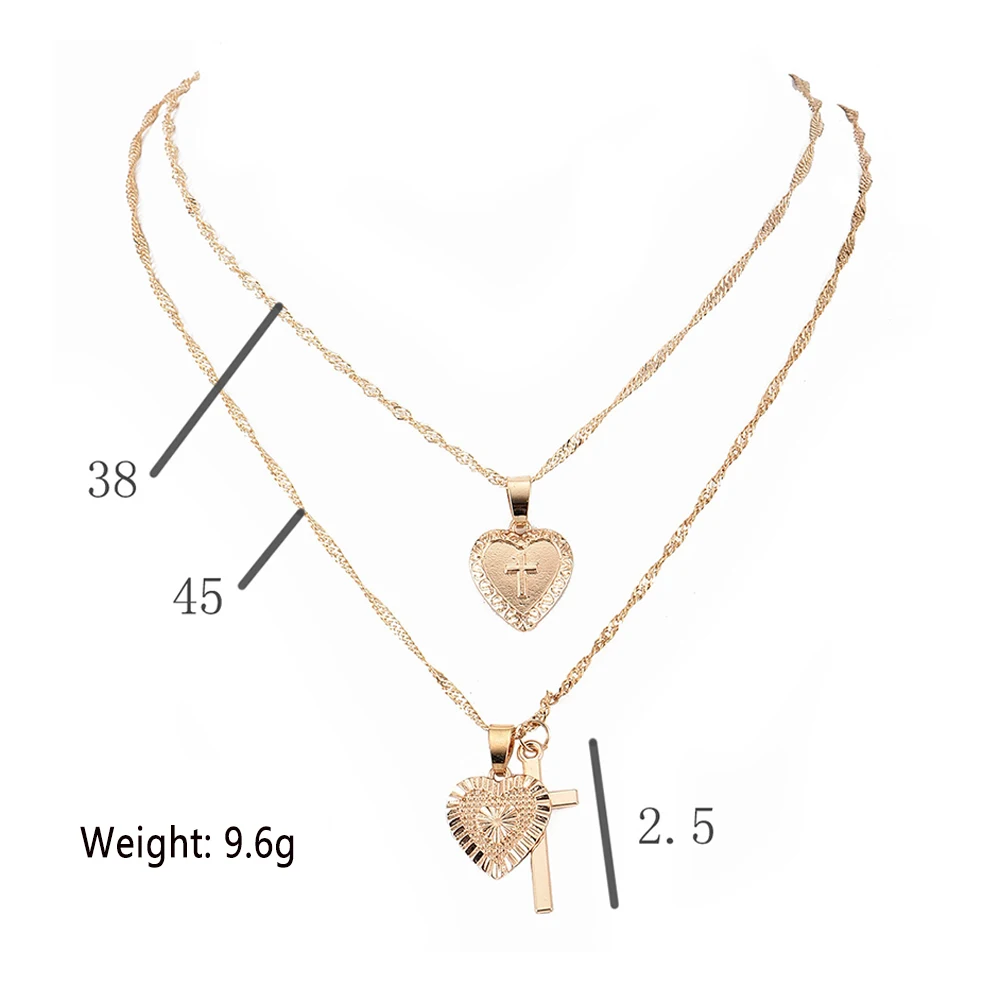 2 шт./компл. богемное колье двойной кулон крест с сердцем цепочка кулоном