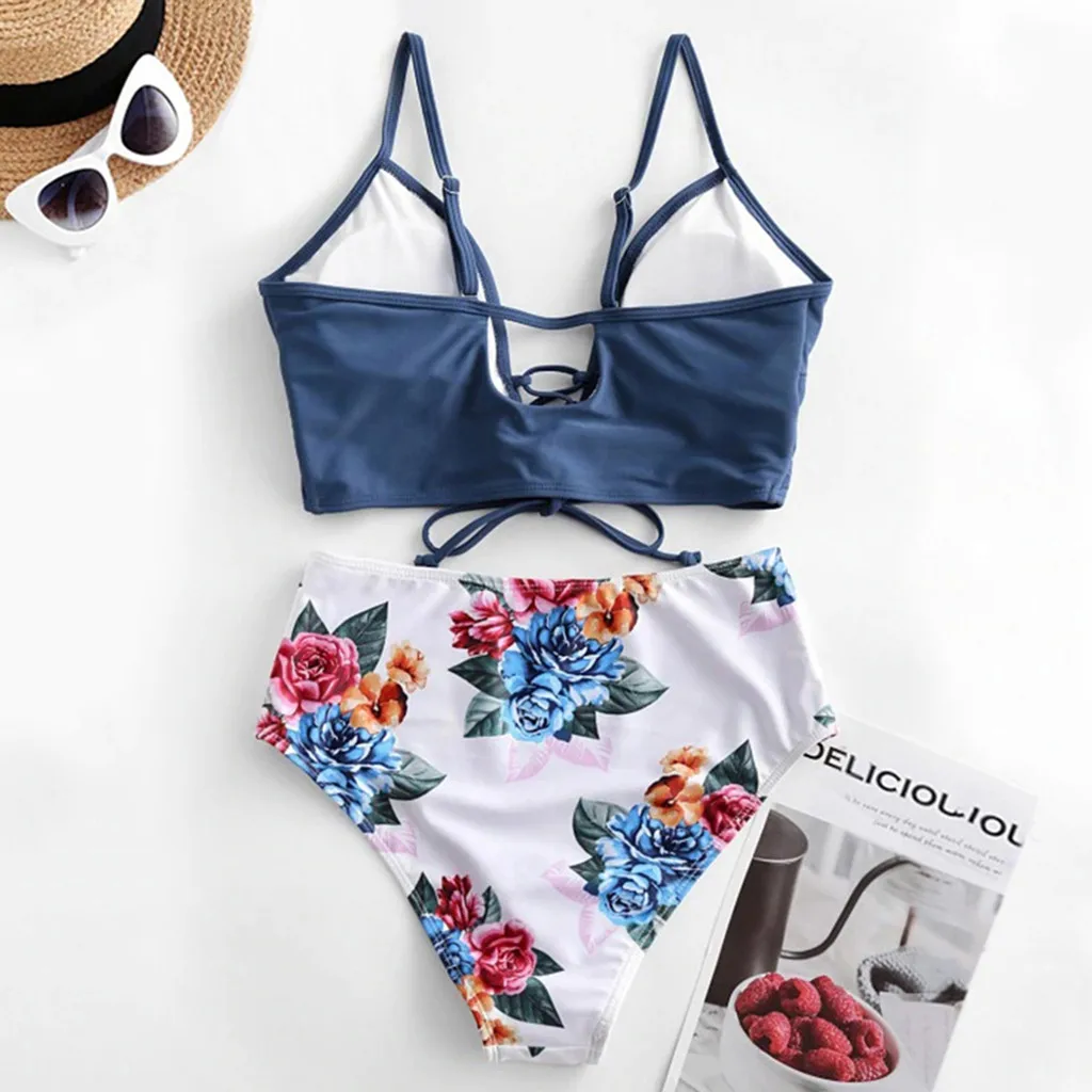 Женский сексуальный комплект бикини из двух предметов танкини на шнуровке с