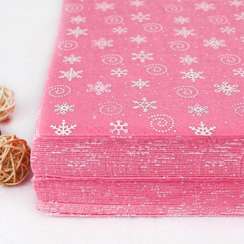 30x30 см розовая ткань Войлок снежинки печатная Нетканая 1 мм Толстая Войлочная для