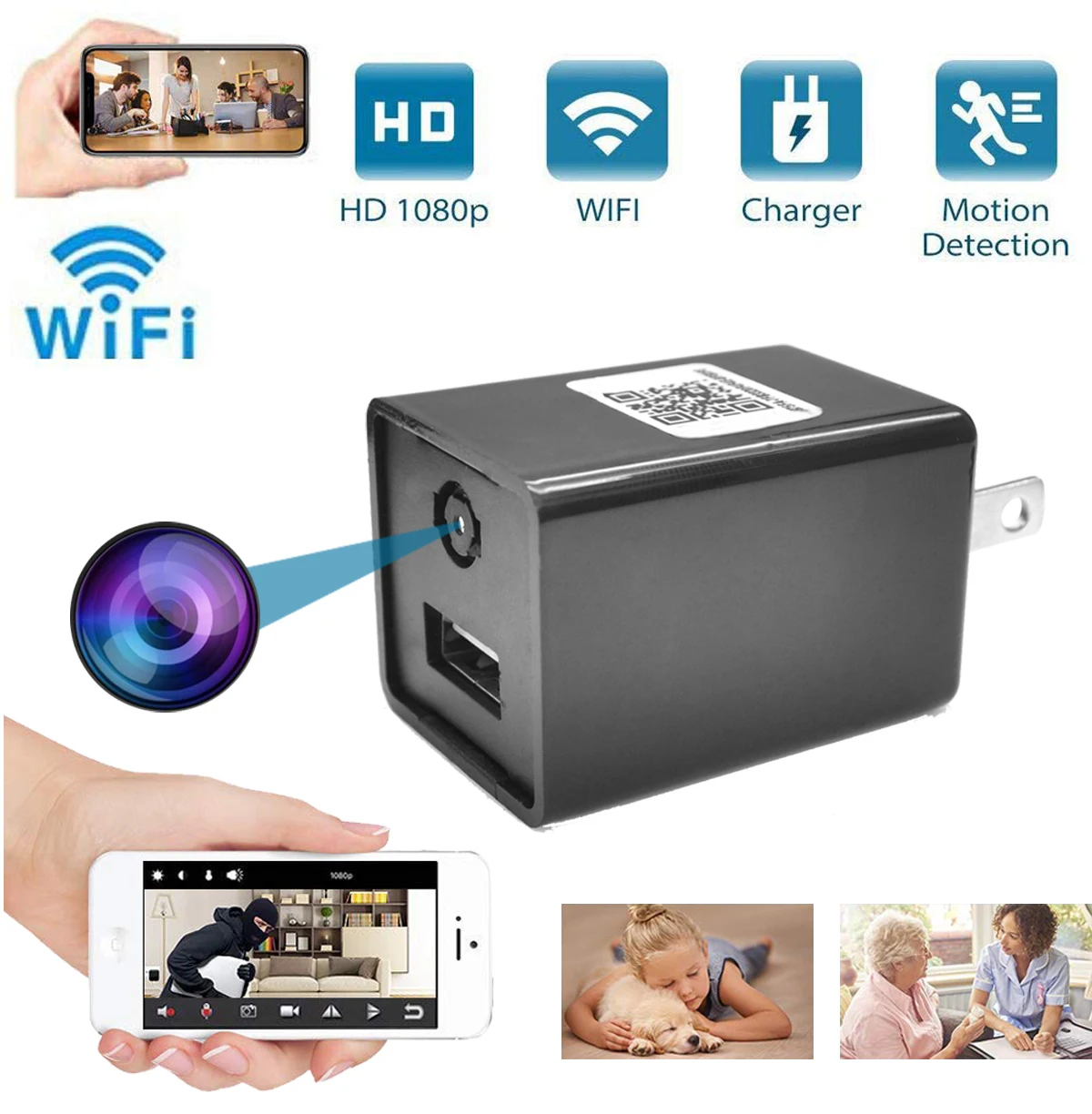 1080P Wi-Fi камера для дома/офиса дисплей, IP система наблюдения безопасности с датчиком движения здоровье камера до 128G