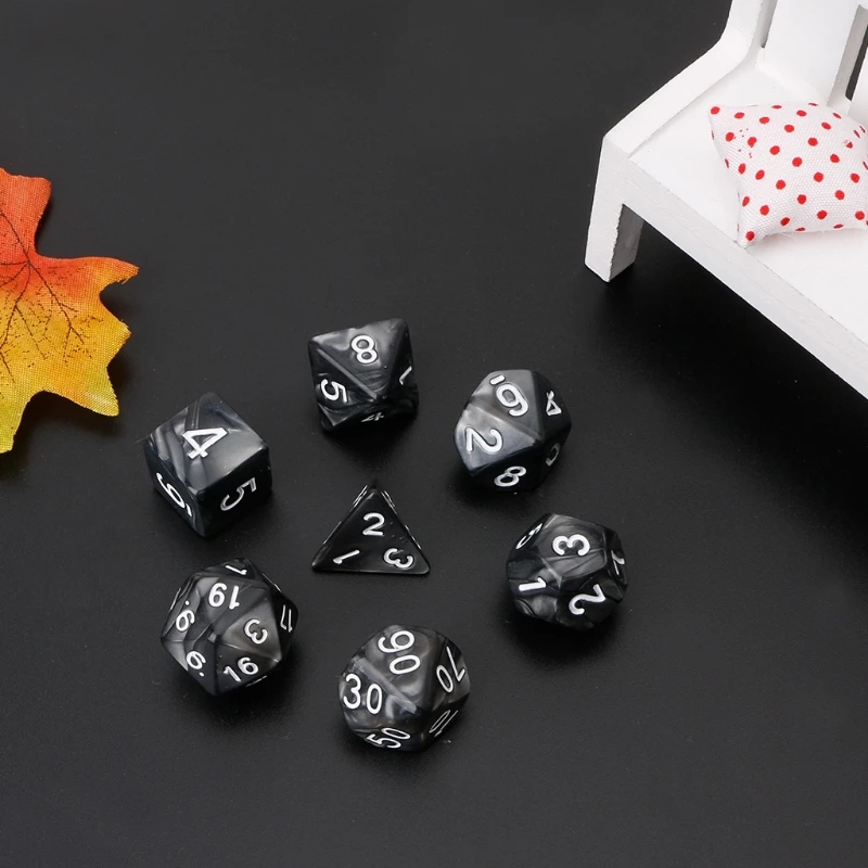 7 шт. многогранные кости белые цифры для Dragon Pathfinder D20 D12 2xD10 D8 D6 D4 M5TC | Спорт и