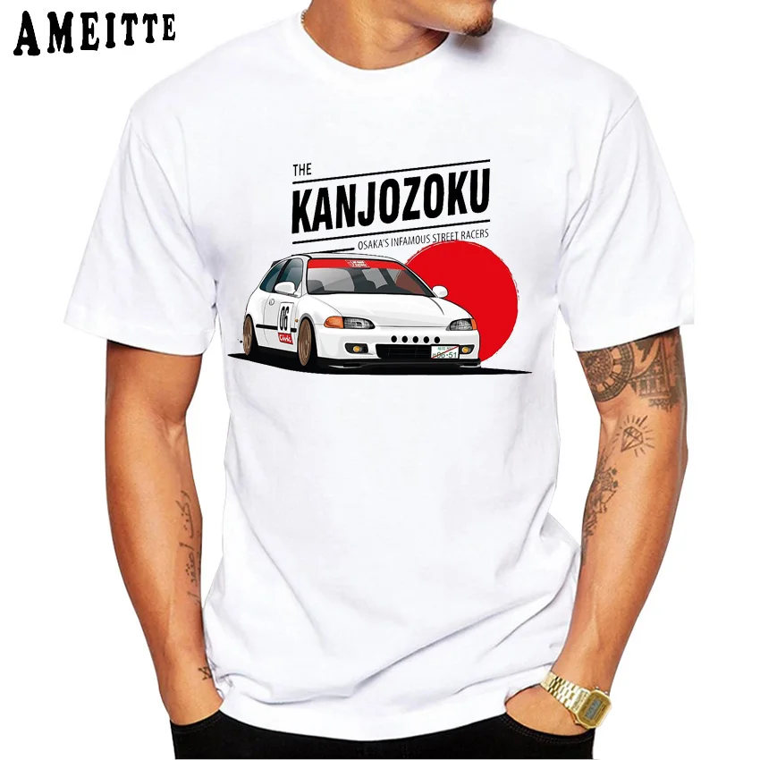 New Summer Men Short Sleeve The Kanjozoku Honda Civic Type R EK9 Car Design T-Shirt Funny Hip Hop Boy Casual Tops Cool Man Tees | Мужская