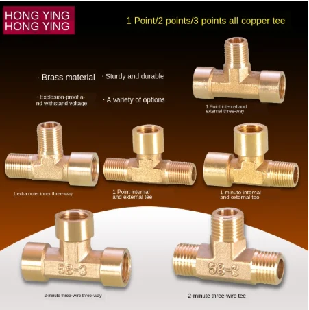 

1/2IN Thread Tee Three Joints 3/8IN Thread Three Outer Teeth Inner and Outer Wire G1 /4 Reducer Brass Pneumatic Mechanical Parts