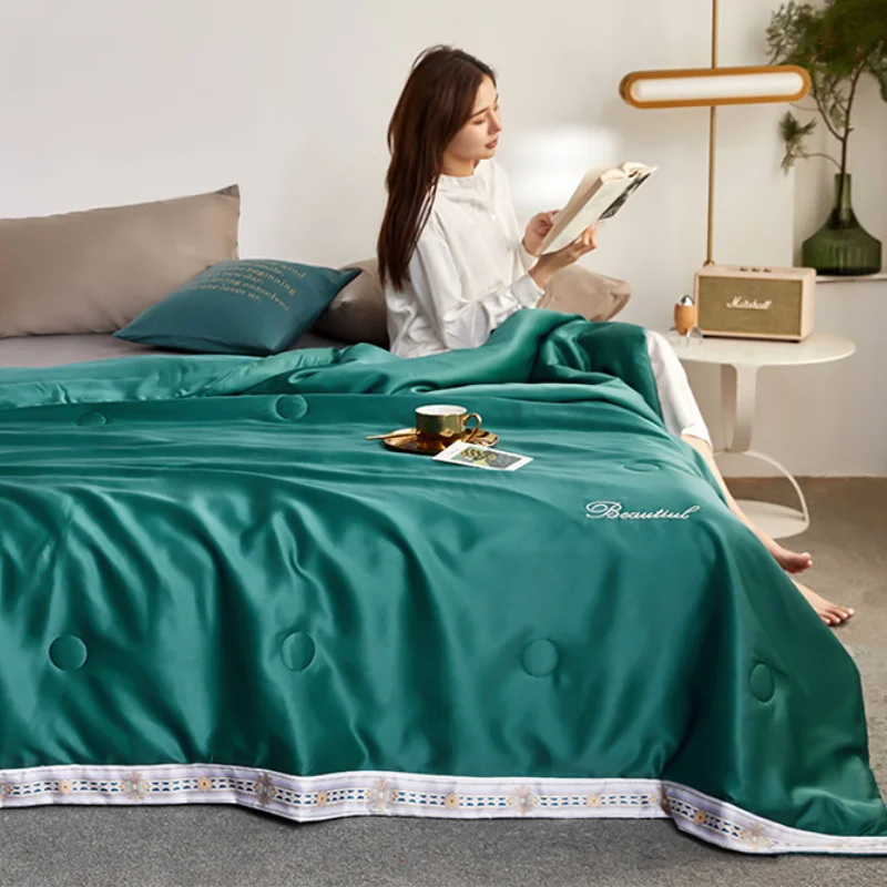 Летнее моющееся шелковое одеяло серое Роскошное Одеяло для кондиционера