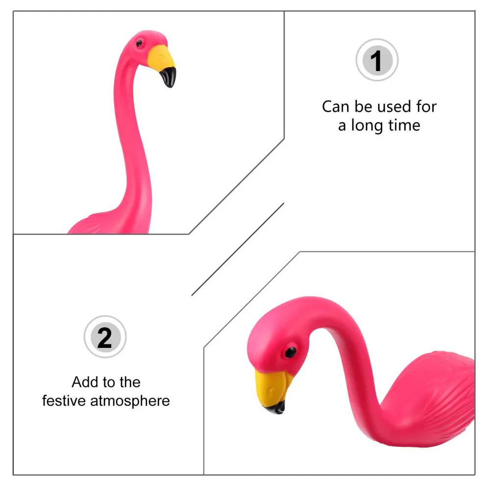 

2pcs Garden StakeFlamingo Sculpture Statue Lawn Stake Decor )