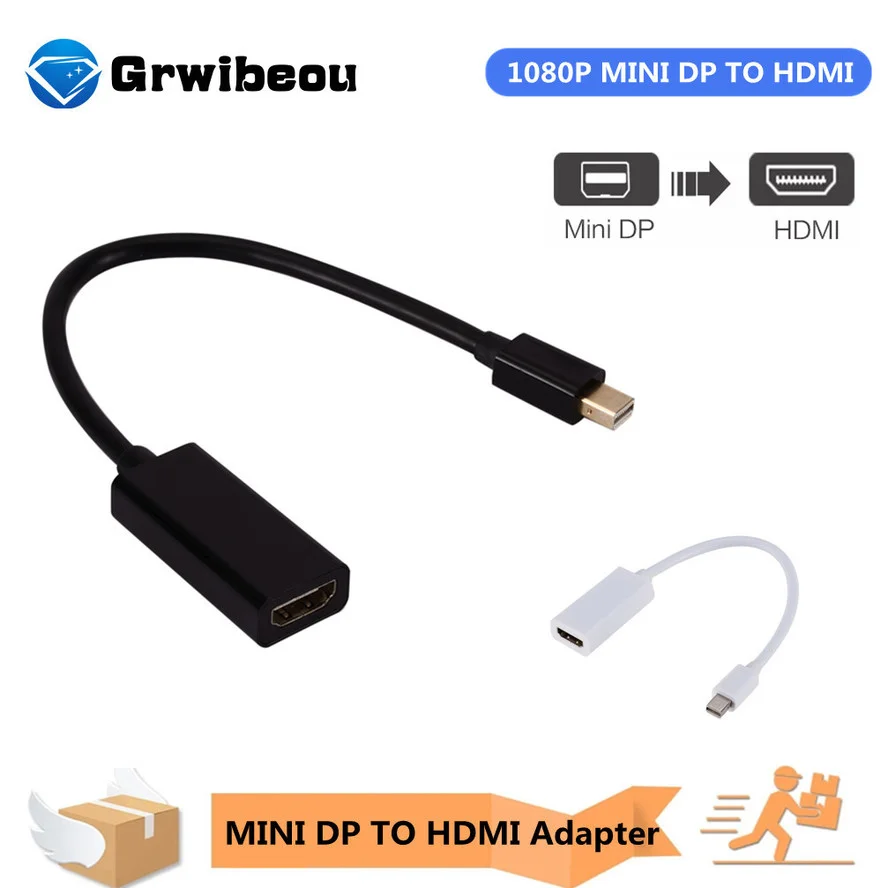 Grwibeou Mini Display Port DP Male to HDMI-compatible Female Adapter Converter Cable For Apple Mac Macbook Pro Air Laptop
