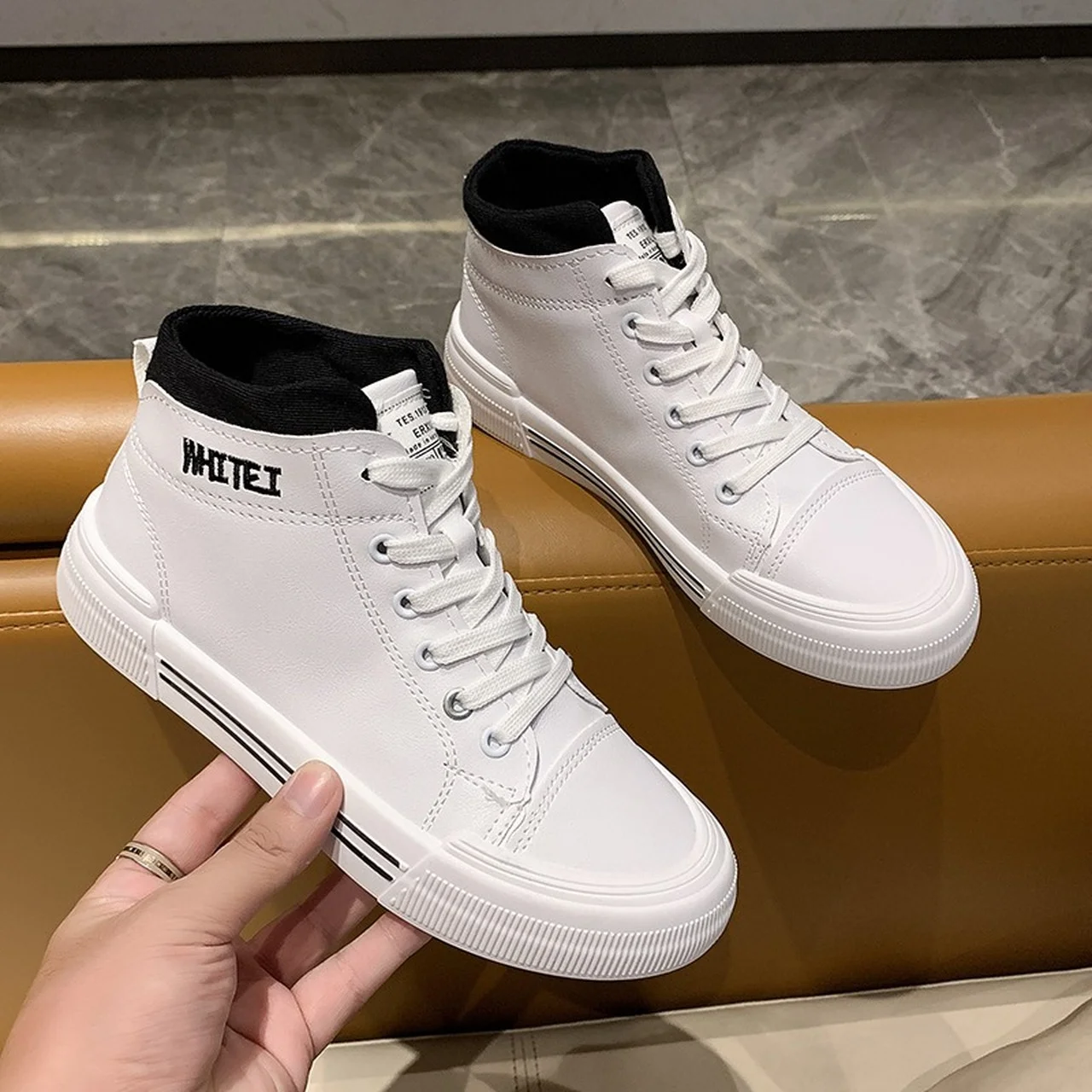 

2021women's sports shoes thick-soled sports shoes women's autumn casual white shoes ladies high-top flat-bottom vulcanized shoes