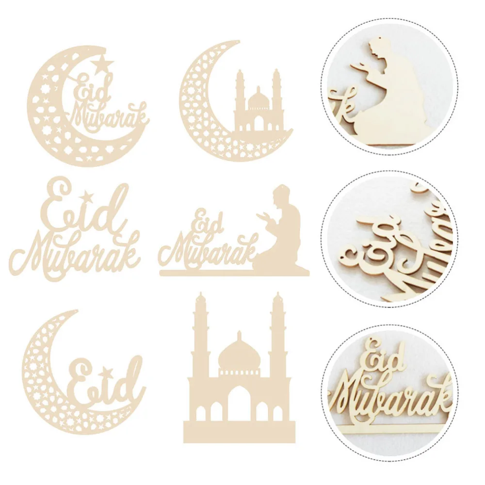 

6 Pcs 1 Set Exquisite Wooden Pendants Creative Wooden Adornments (Wood Color)