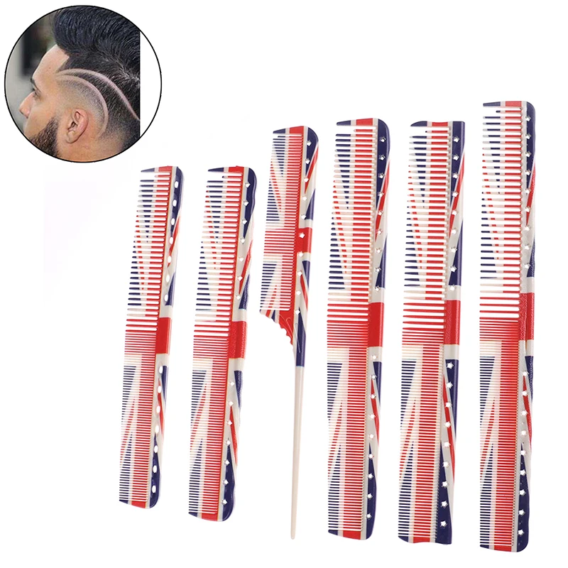 

Flag Print Design Professional Combs Hairdressing New Tail Comb Carbon Anti Static Comb Hair Cutting Comb
