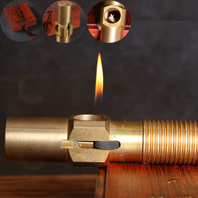 Чистая медь ручной работы большой винт Керосин Зажигалка Ретро шлифовальный