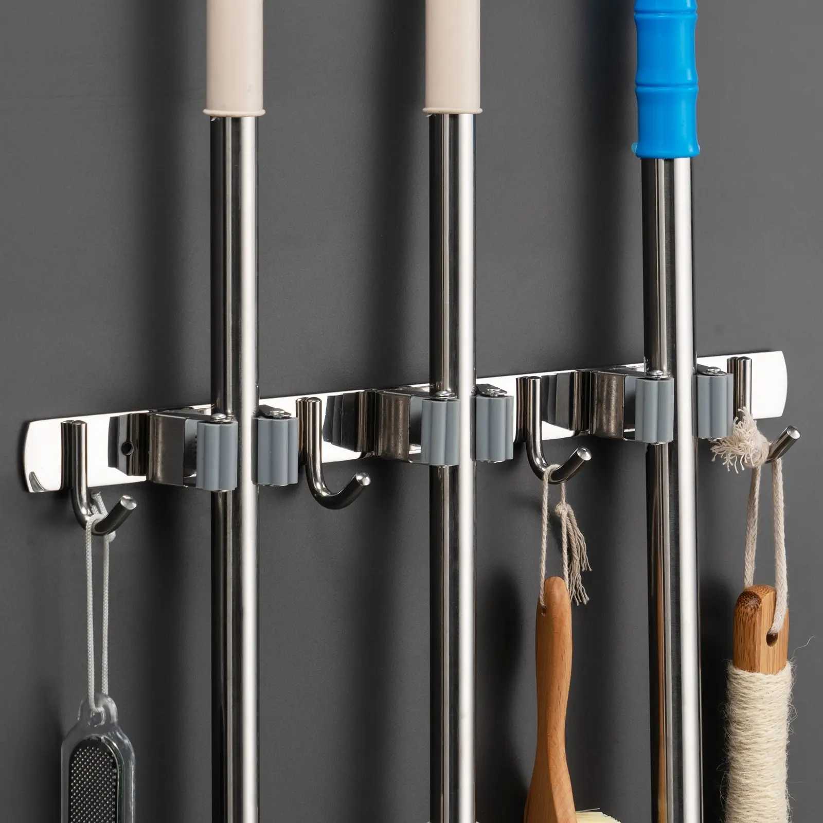 Держатель для метлы сверхмощный практичный зажим органайзер швабры настенный