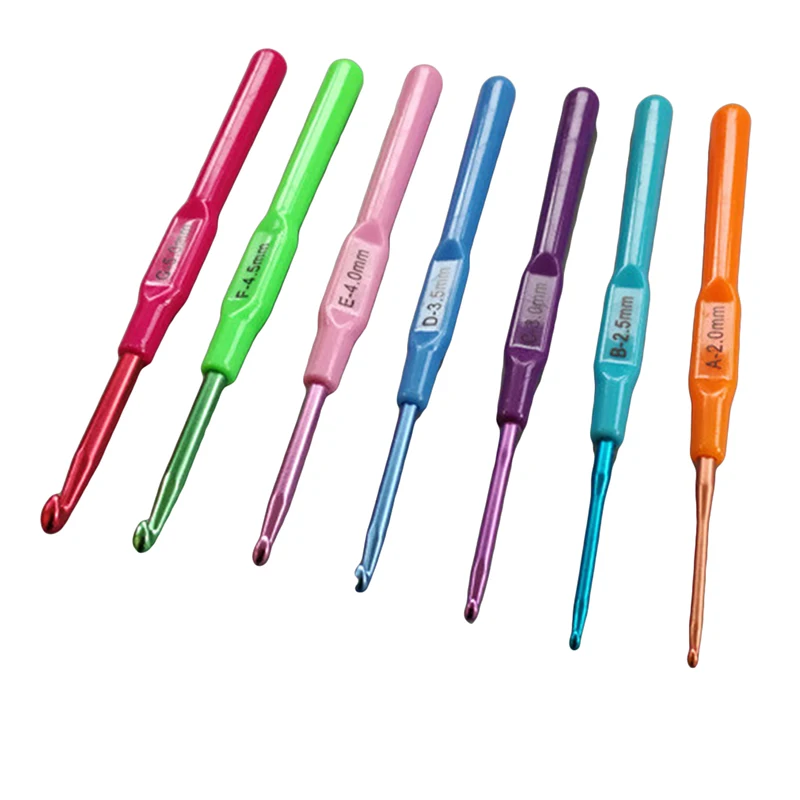 Удобный 7 шт./компл. Цвет Пластик ручка алюминиевые спицы для вязания крючком дома