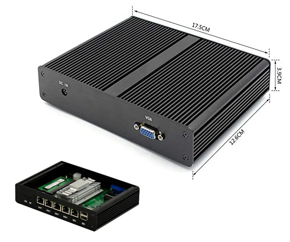 Причастником Мини ПК Мини Сервер Pfsense OS J1900 Четырехъядерный 4 LAN 1080P 12 В мини настольный компьютер маршрутизатор сервер
