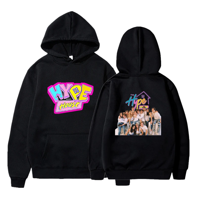 

New The Hype House Hooded Sweatshirt Unisex Black Sweatshirt Clothes Boys girls Spring Hoodie Women Tracksuit Teenager Costume