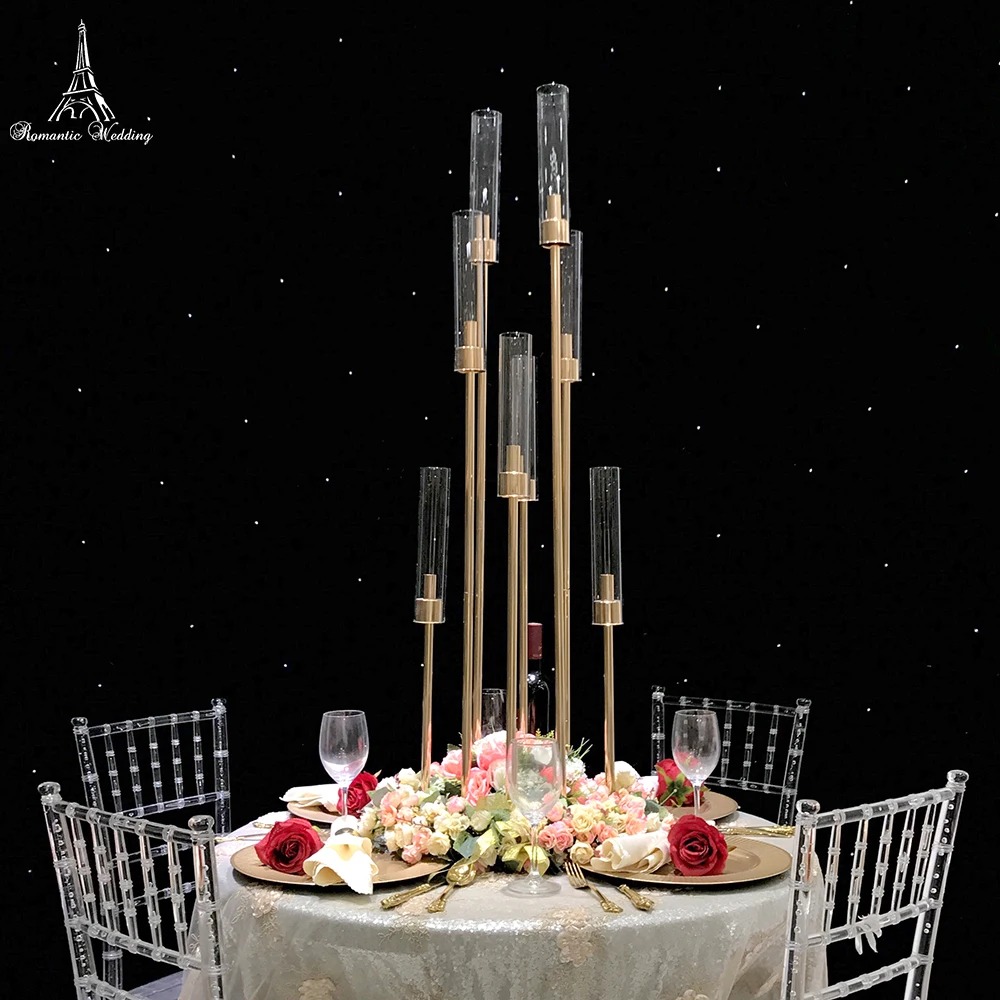 6 шт./лот 8 головок металлический подсвечник золотой стеклянная крышка свадебный