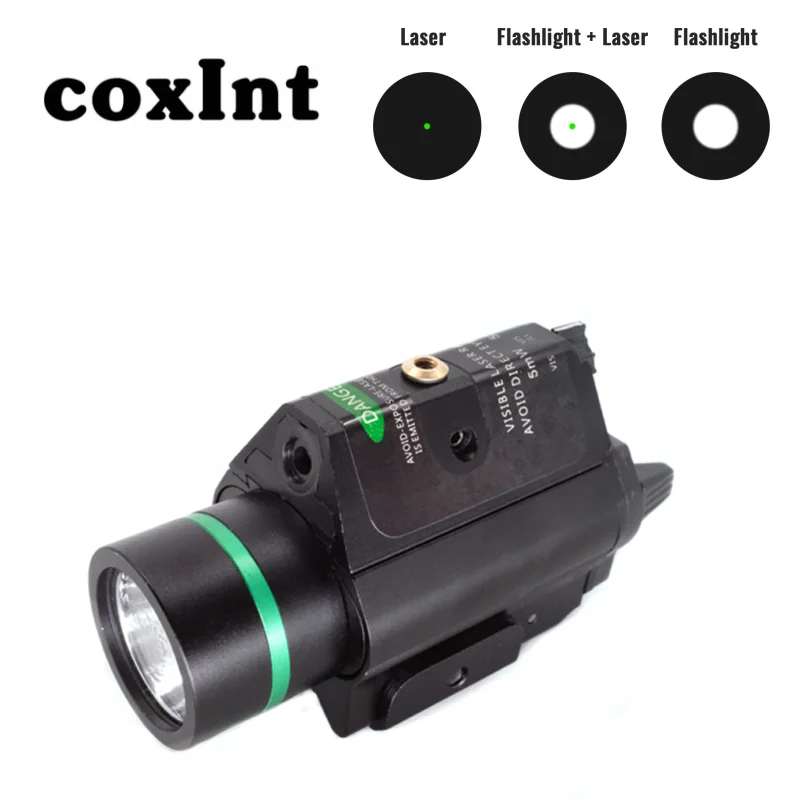 Зеленый лазерный фонарик два в одном комбинированный тактический компактный 200