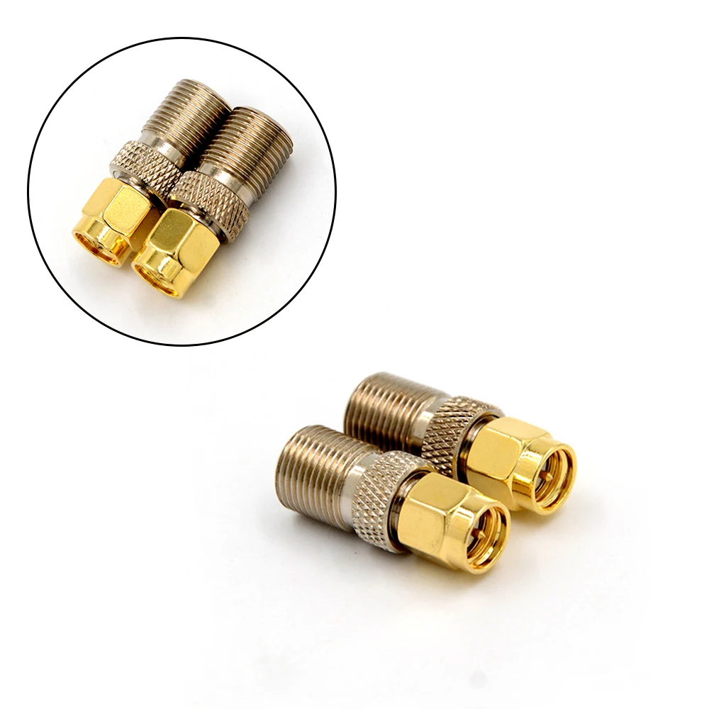 

1PC F Type Female Jack To SMA Male Plug Straight RF Coaxial Adapter F Connector To SMA Convertor Gold Tone