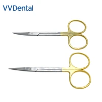 vvdental stainless steel straight curved hemostatic forceps golden handle medical dental surgical scissors