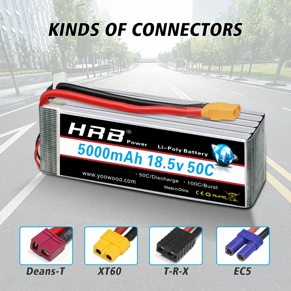 аккумулятор hrb 5s lipo 185 в 5000 мач 50c с разъ