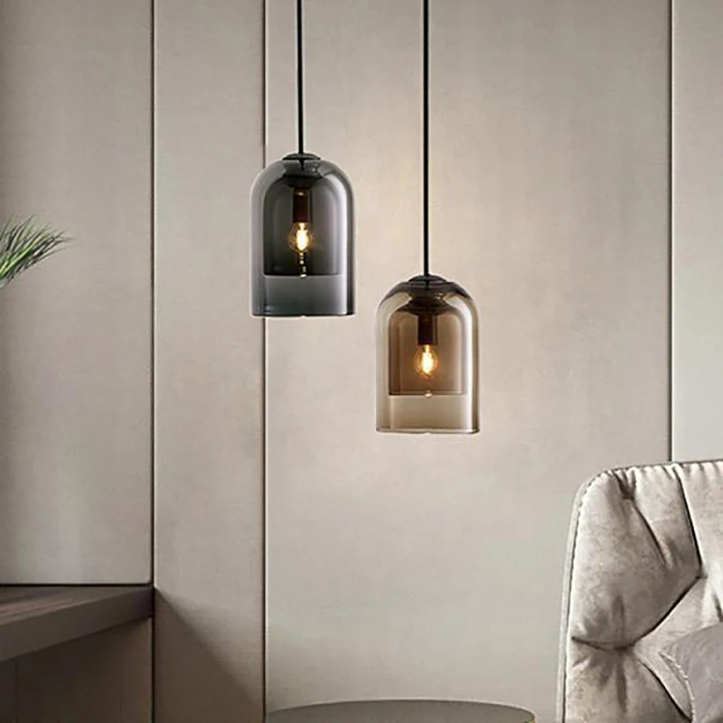 

Стеклянная люстра в скандинавском стиле, современная светодиодная лампа для спальни, прикроватного столика, кухни, бара, кафе, кабинета, сто...