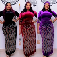 baibazin african nigerian womens fashion print stitching left and right slit large size long dress