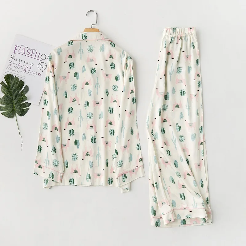 Весенние женские пижамные комплекты из вискозы с принтом верблюжьей дезерты