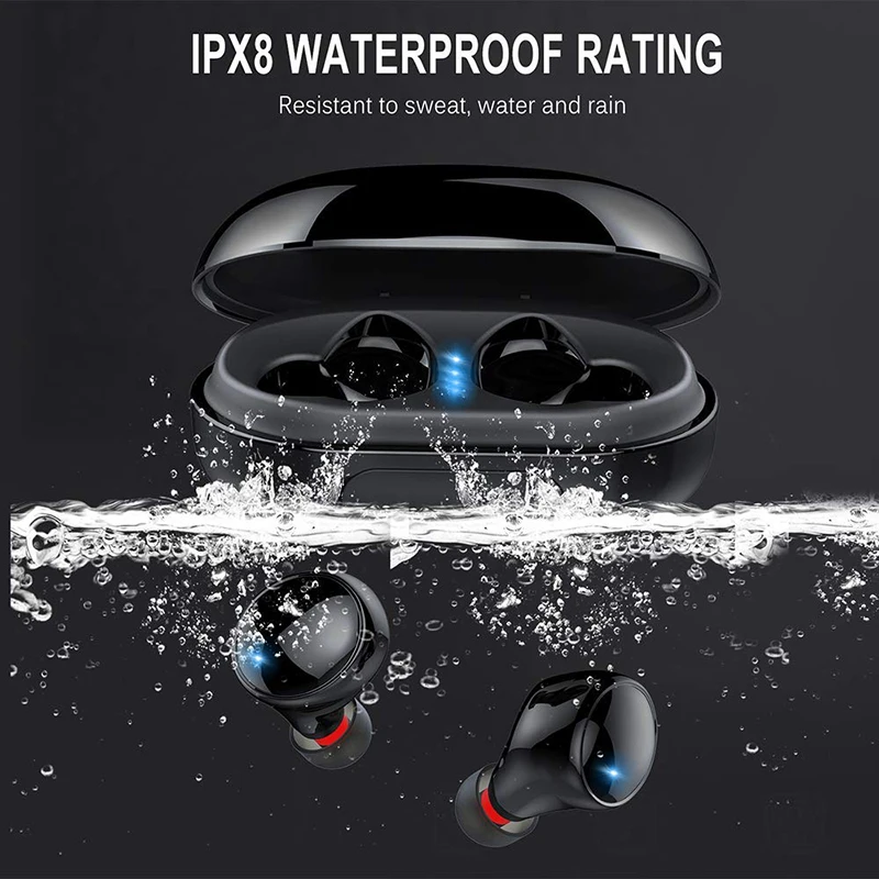 Настоящие беспроводные Bluetooth-наушники IPX8 Водонепроницаемая беспроводная
