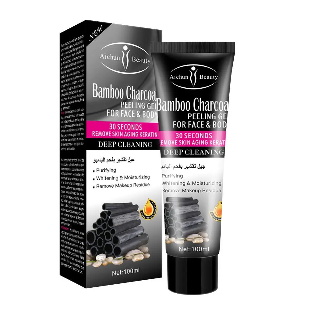 

100ml Bamboo Charcoal Face Exfoliator Body Exfoliating Gel Moisturizing Whitening Deep Cleansing Dead Skin Remover Care